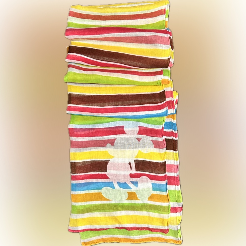 FUN Disney Parks Mickey Mouse Striped Scarf Wrap NWT Colorful Rayon!